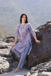 Light Blue Paisley Printed kurta Co-Ord Set